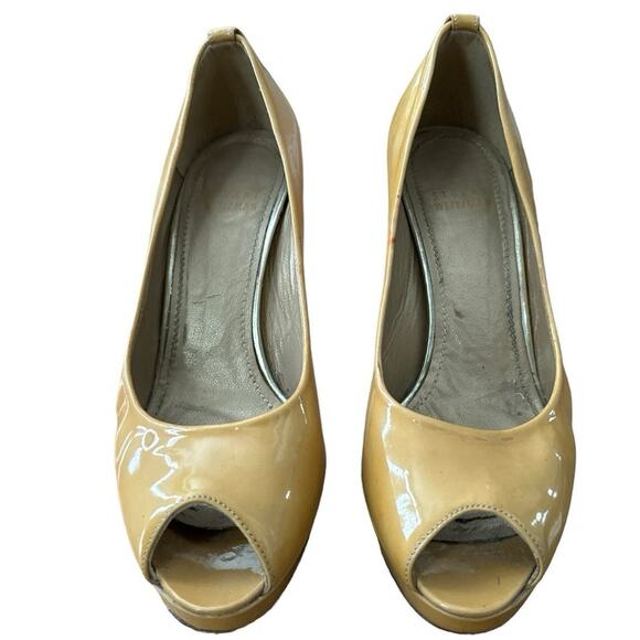Stuart Weitzman Peep Toe Genuine Patent Leather Platform Heels 4.5” Size 7 - Picture 3 of 11